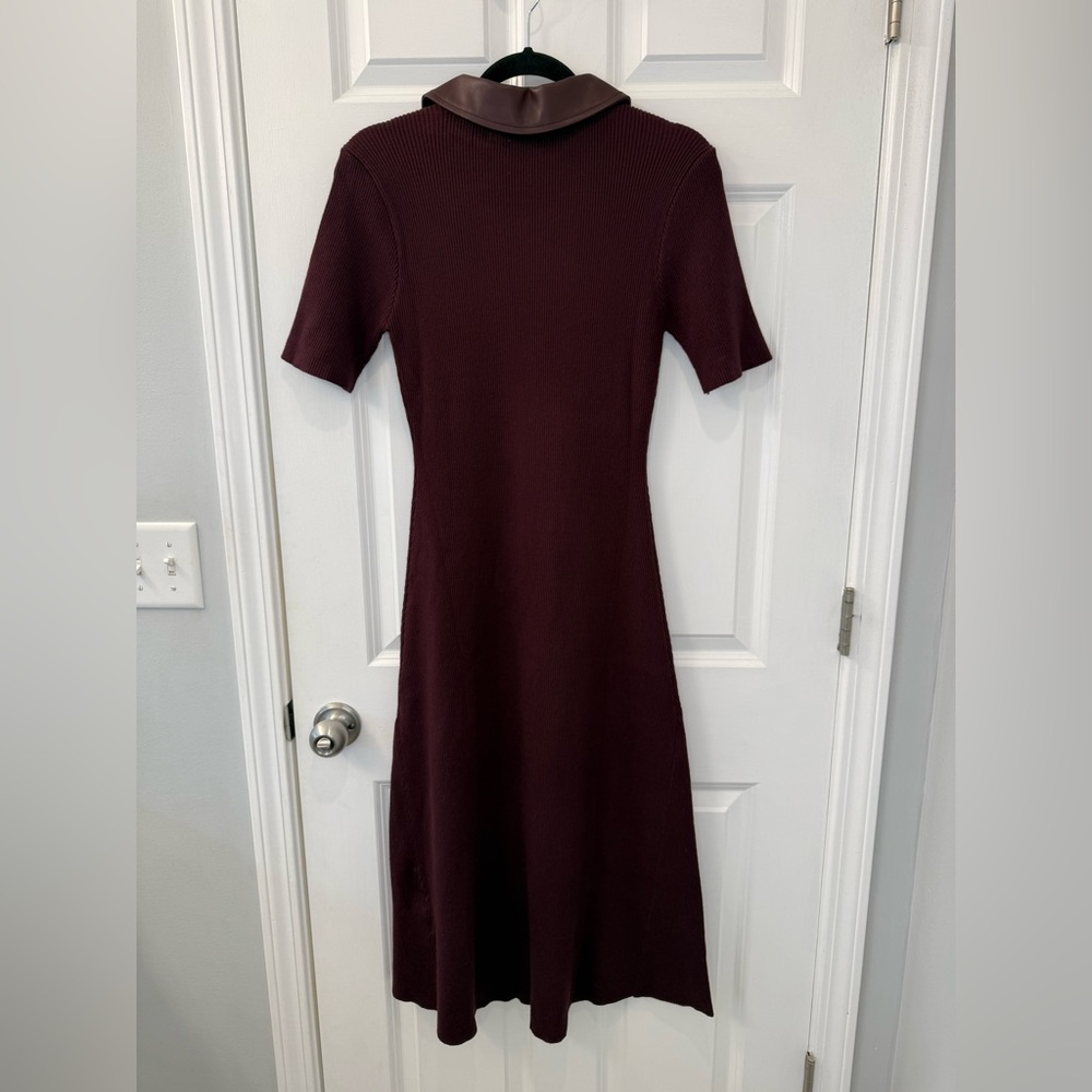 En Saison Women's Ora Knit Ribbed Midi Dress Small Plum Brown - Picture 3 of 5